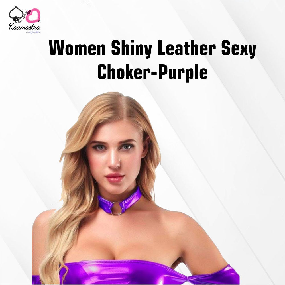 Kaamastra women Shiny Leather Sexy Choker-Purple