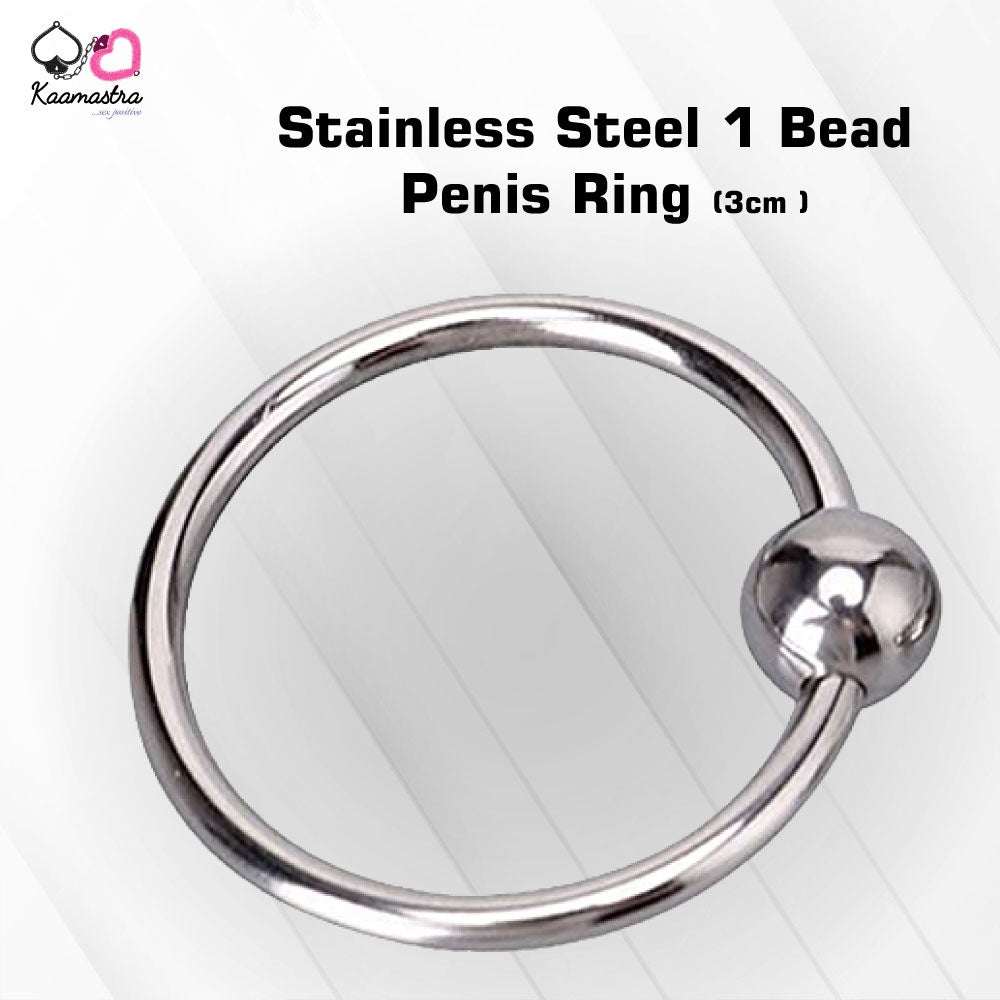 Kaamastra 3cm Stainless Steel 1 Bead Penis Ring