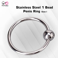 Kaamastra stainless steel penis ring with 1 bead (3cm diameter) for enhanced pleasure and stamina