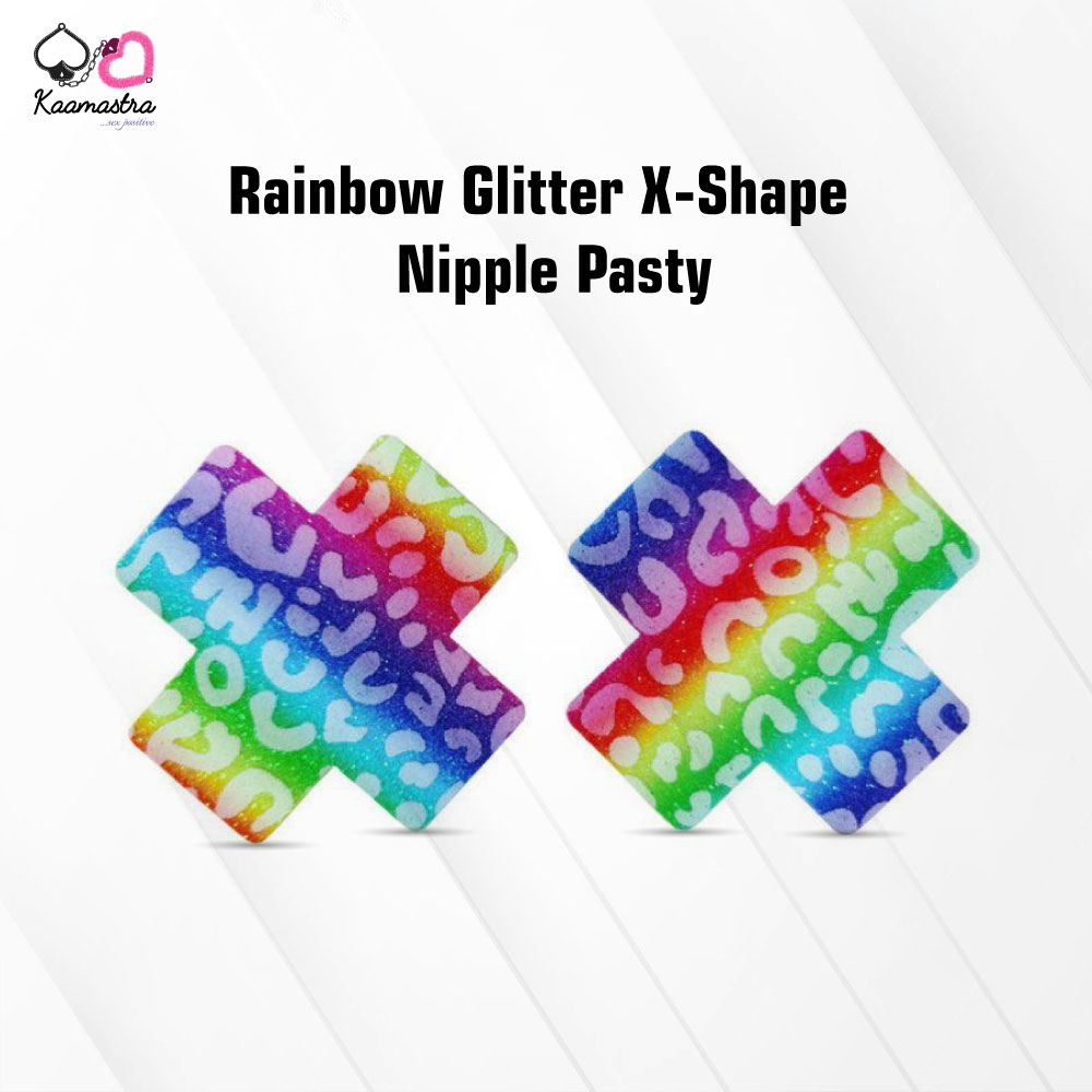 Kaamastra Rainbow Glitter X-Shape Nipple Pasty