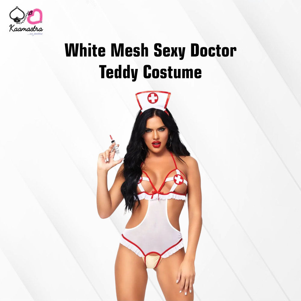 Kaamastra White Mesh Sexy Doctor Teddy Costume