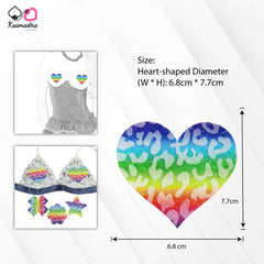 Kaamastra Rainbow Glitter Heart Shape Nipple Pasty