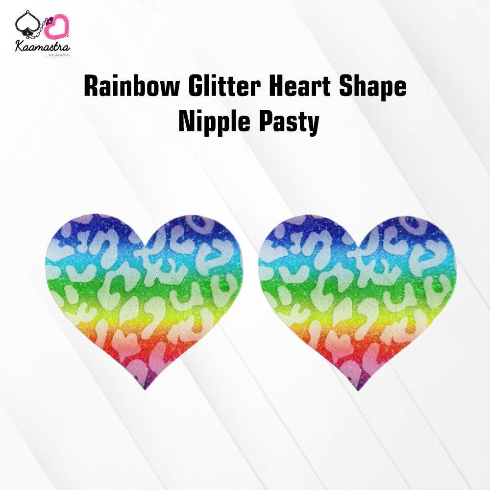 Kaamastra Rainbow Glitter Heart Shape Nipple Pasty