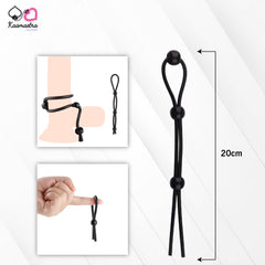 Kaamastra Silicone Lock Penis Binding Rope Black with 3 Adjusting Beads