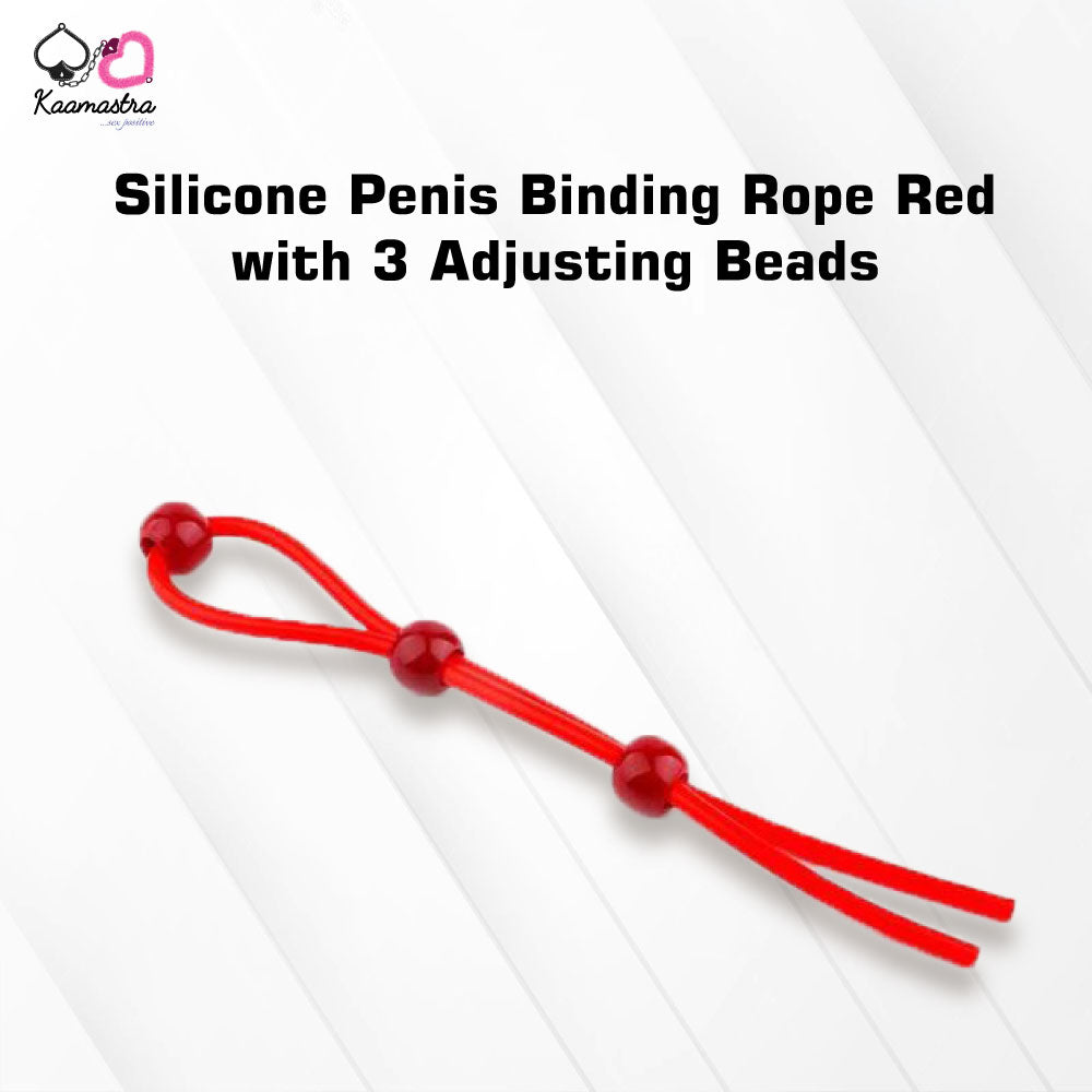 Kaamastra Silicone Penis Binding Rope Red with 3 Adjusting Beads