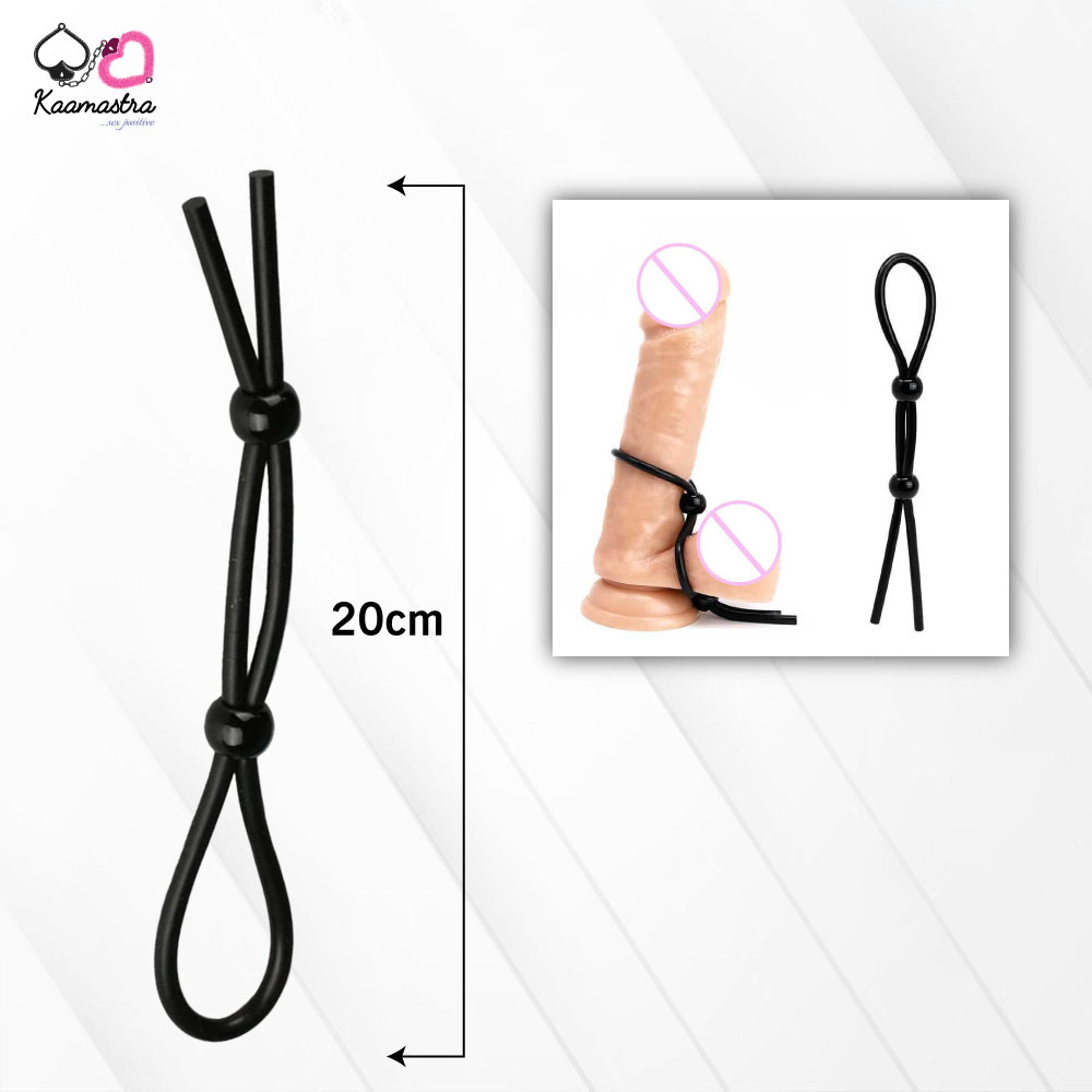 Kaamastra Silicone Lock Penis Binding Rope Black with 2 Adjusting Beads