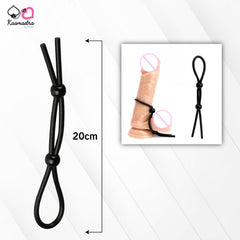 Kaamastra Silicone Lock Penis Binding Rope Black with 2 Adjusting Beads