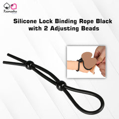 Kaamastra Silicone Lock Penis Binding Rope Black with 2 Adjusting Beads