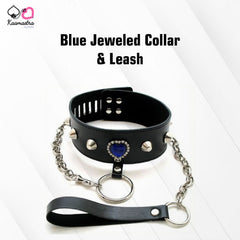 Kaamastra Blue Jeweled Collar & Leash