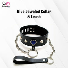 Kaamastra Blue Jeweled Collar & Leash