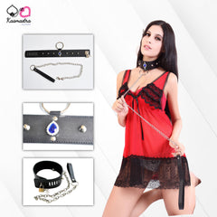 Kaamastra Blue Jeweled Collar & Leash