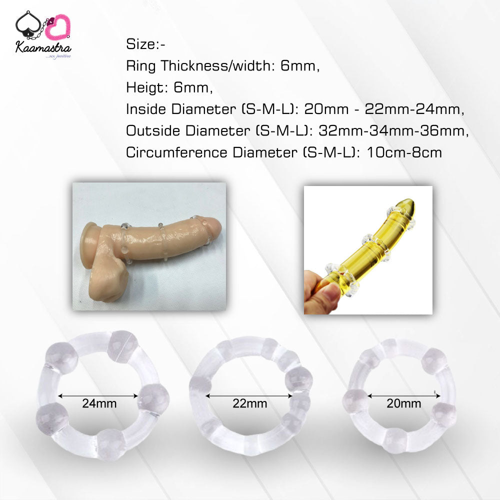 Kaamastra Silicone Penis Ring Delaying Ejaculation Cock Ring Set of 3 Transparent