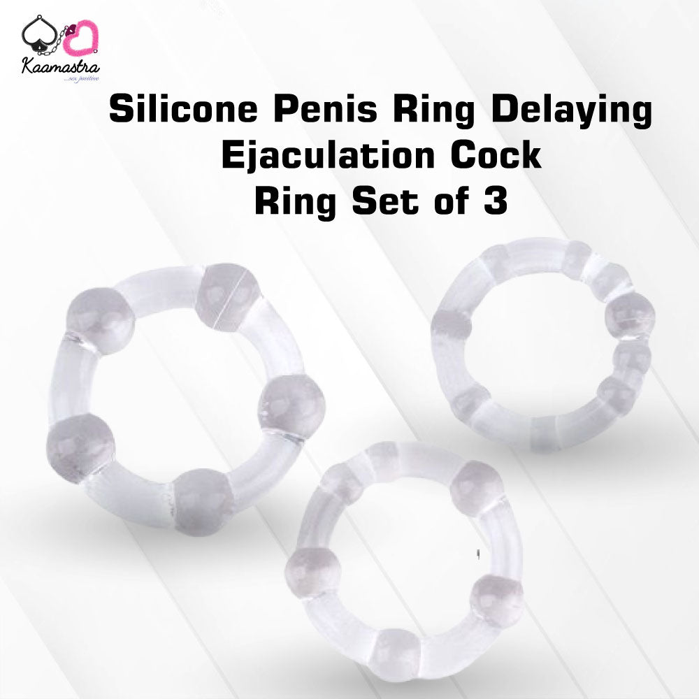 Kaamastra Silicone Penis Ring Delaying Ejaculation Cock Ring Set of 3 Transparent