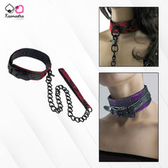 Kaamastra Red and Black Faux Leather Collar and Leash