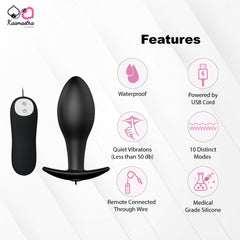 Kaamastra Black Silicone Remote Vibrating Anal Butt Plug