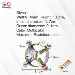Kaamastra Multicolor Ring Clip Nipple Peircing with Center Diamond