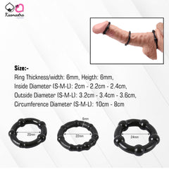 Kaamastra Silicone Penis Ring Delaying Ejaculation Cock Ring Set of 3 Black