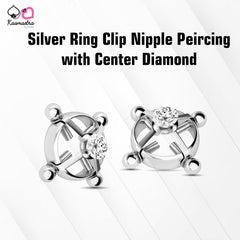 Kaamastra Silver Ring Clip Nipple Peircing with Center Diamond