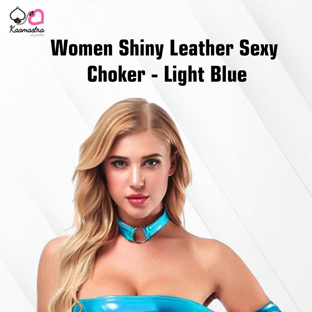 Kaamastra women Shiny Leather Sexy Choker - Blue
