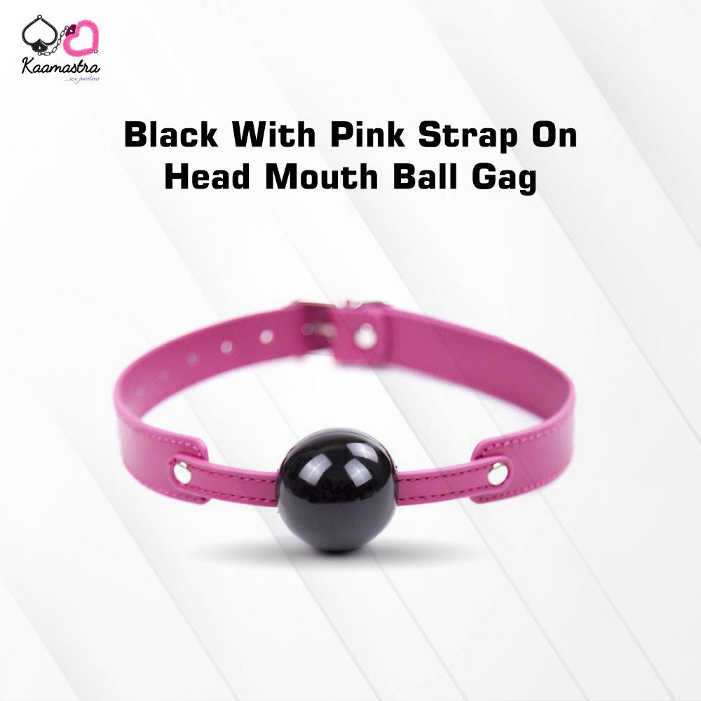 Kaamastra Black With Pink Strap On Head Mouth Ball Gag