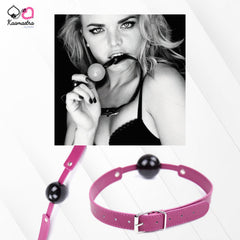 Kaamastra Black With Pink Strap On Head Mouth Ball Gag