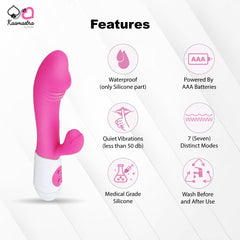 Kaamastra G Spot Rabbit Dual SIlicone Waterproof Vibrator With Vagina Clitoris Massager