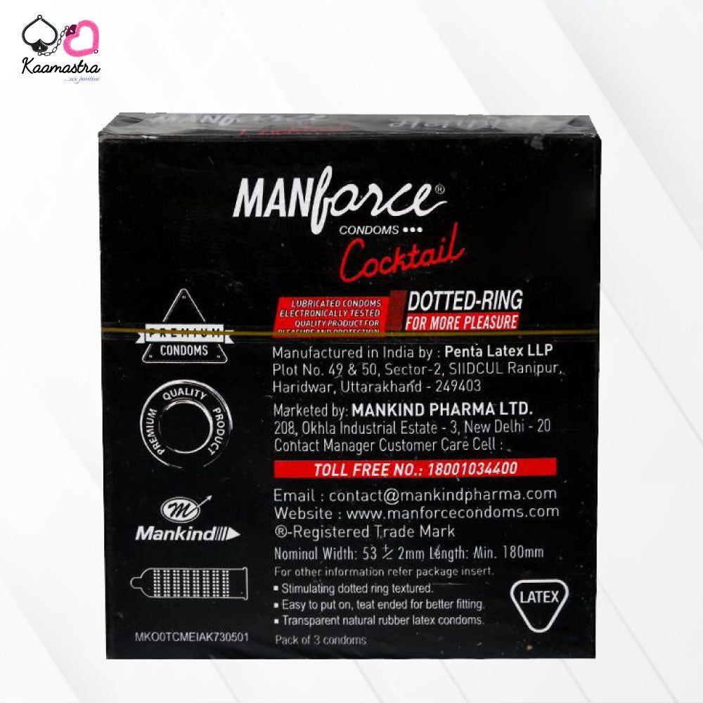 Manforce Cocktail Strawberry & Vanilla Flavored Condoms Pack of 3