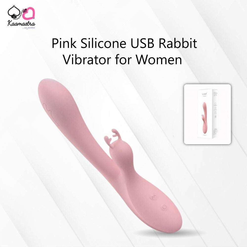 Kaamastra Pink Silicone USB Rabbit Ear Vibrator for Women