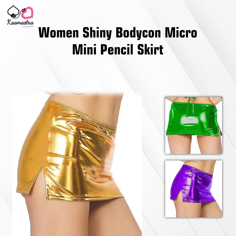 kaamastra women Shiny Bodycon Micro Mini Pencil Skirt