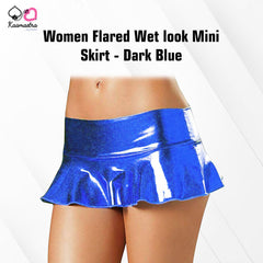 Kaamastra women Flared Wet look Mini Skirt - Dark Blue
