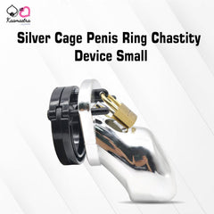 Kaamastra Silver Cage Penis Ring Chastity Device Small