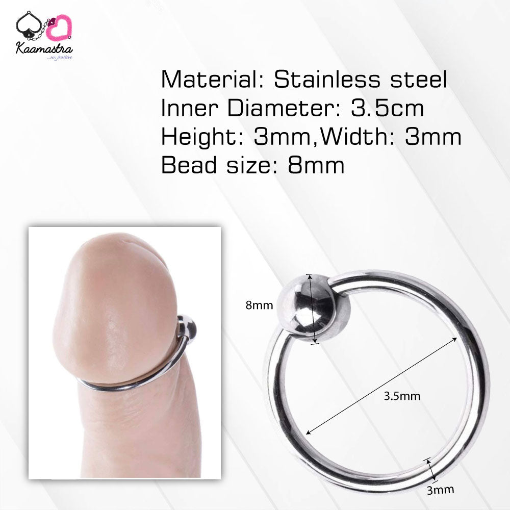 Kaamastra Steel Single Bead Penis Ring 3.5cm Diameter - Pack of 1