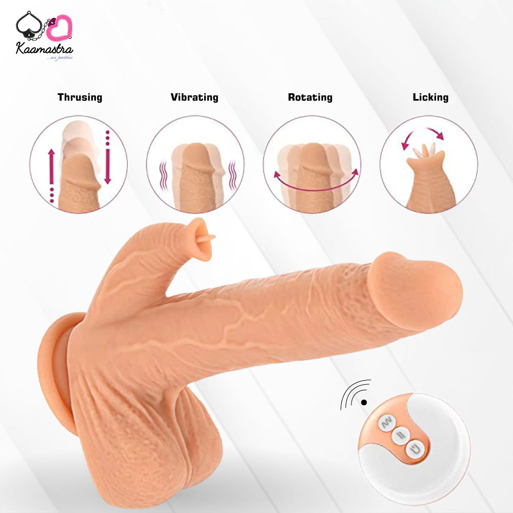 Kaamastra Vibrating Suction Dildo with Clit Stimulation and Bluetooth remote