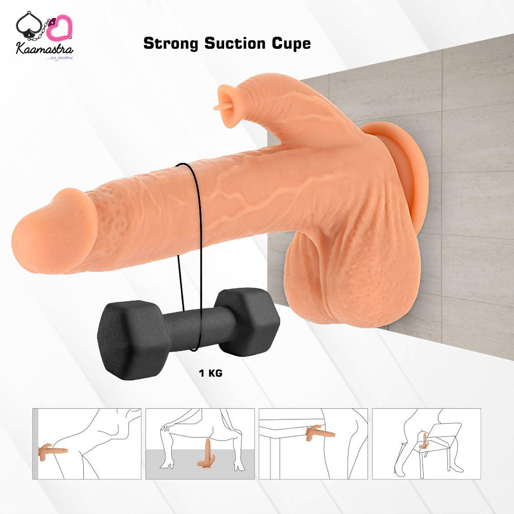 Kaamastra Vibrating Suction Dildo with Clit Stimulation and Bluetooth remote