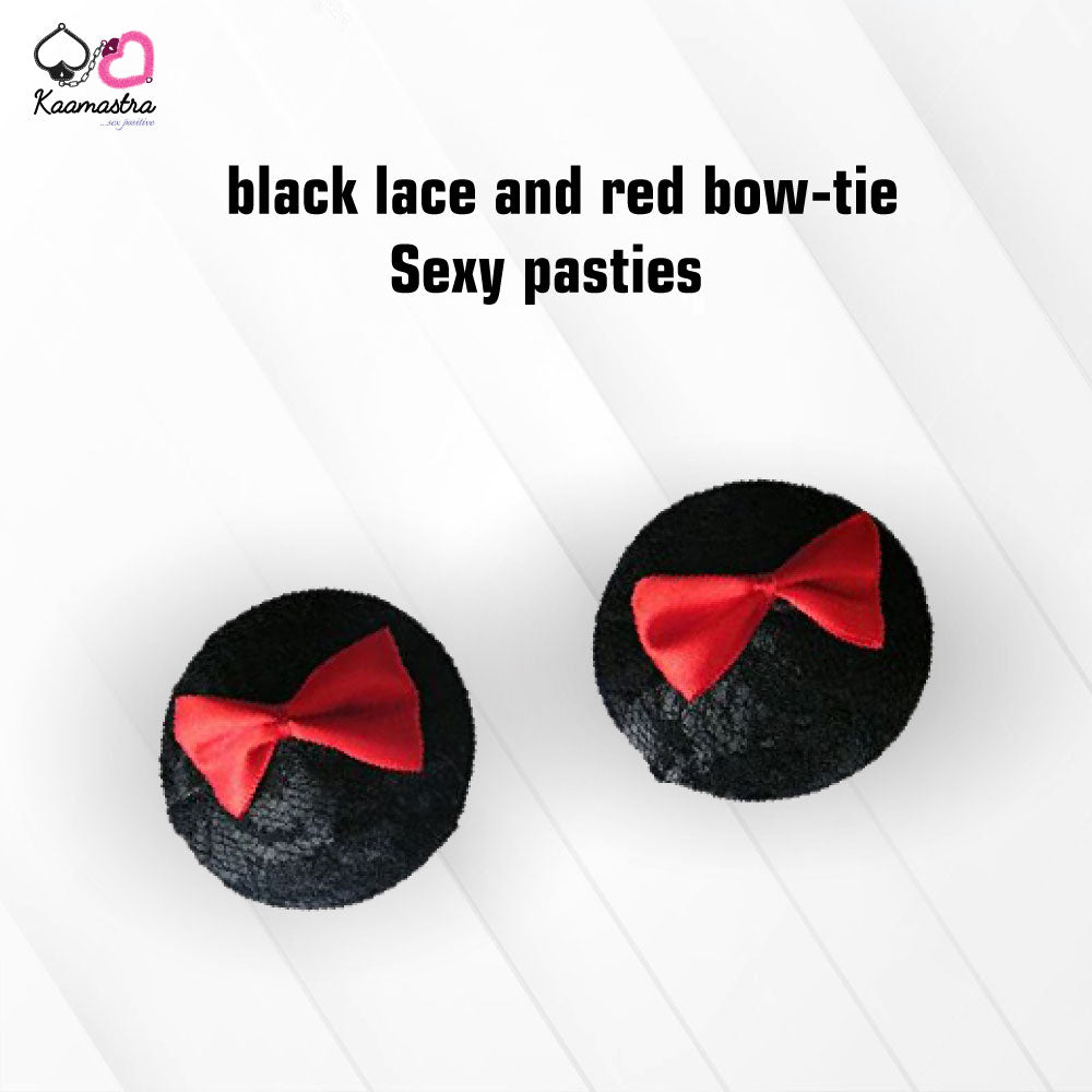 Kaamastra black lace and red bow-tie Sexy pasties