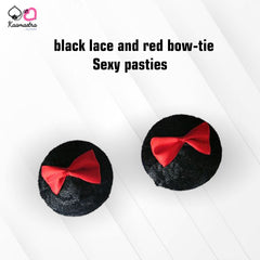 Kaamastra black lace and red bow-tie Sexy pasties