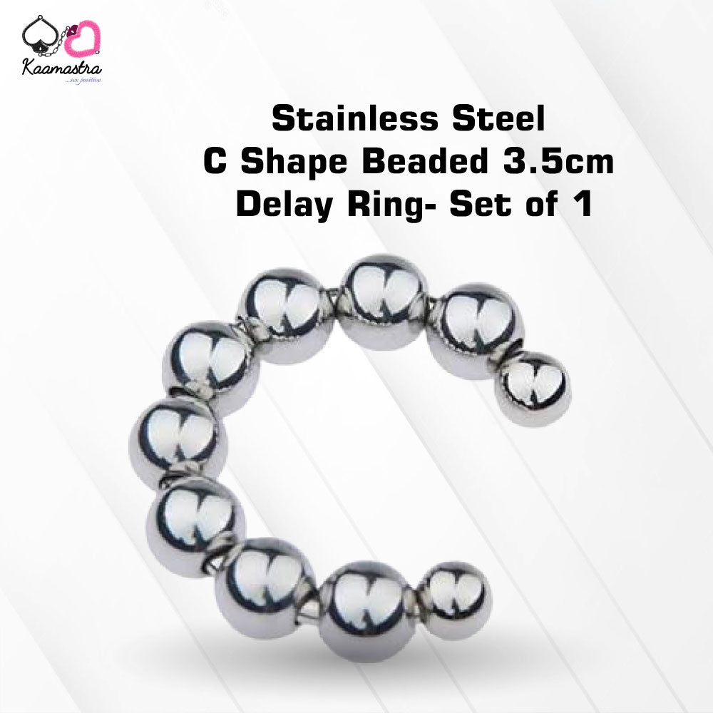 Kaamastra 3.5cm Steel C shape Beaded Delay Ring - Pack of 1