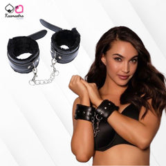 Kaamastra Leather And Fur Black Cuffs