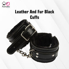 Kaamastra Leather And Fur Black Cuffs
