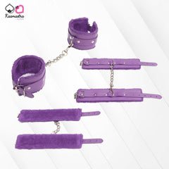 Kaamastra Leather And Fur Purple Cuffs