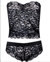 Kaamastra Women Sexy Corset Lace Set Black