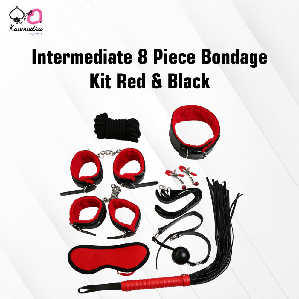 Kaamastra Intermediate 8 Piece Bondage Kit Red & Black
