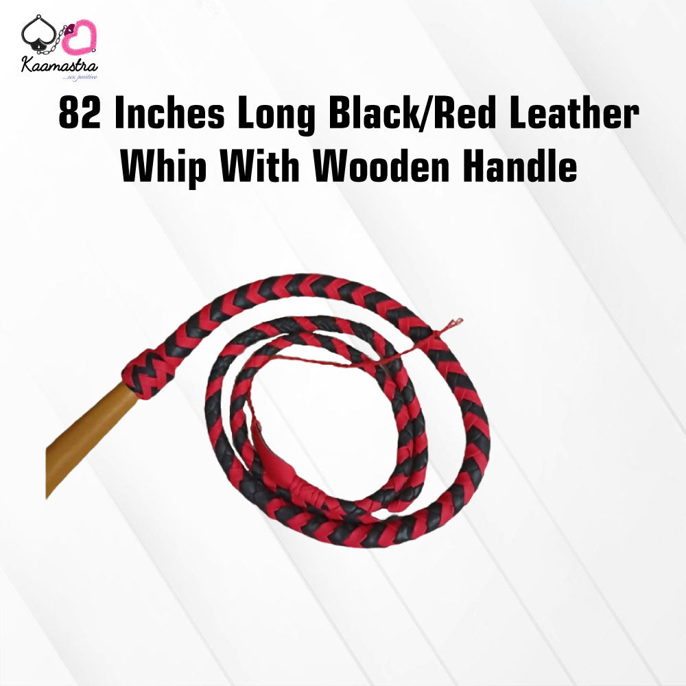 Leather Whip With Wooden Handle