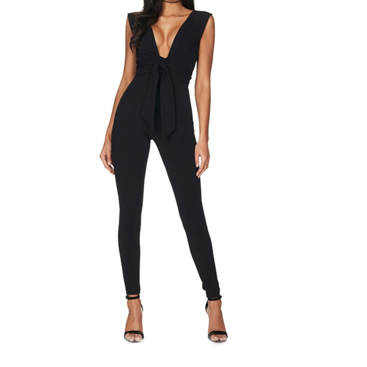 Deep V Neck Jumpsuit