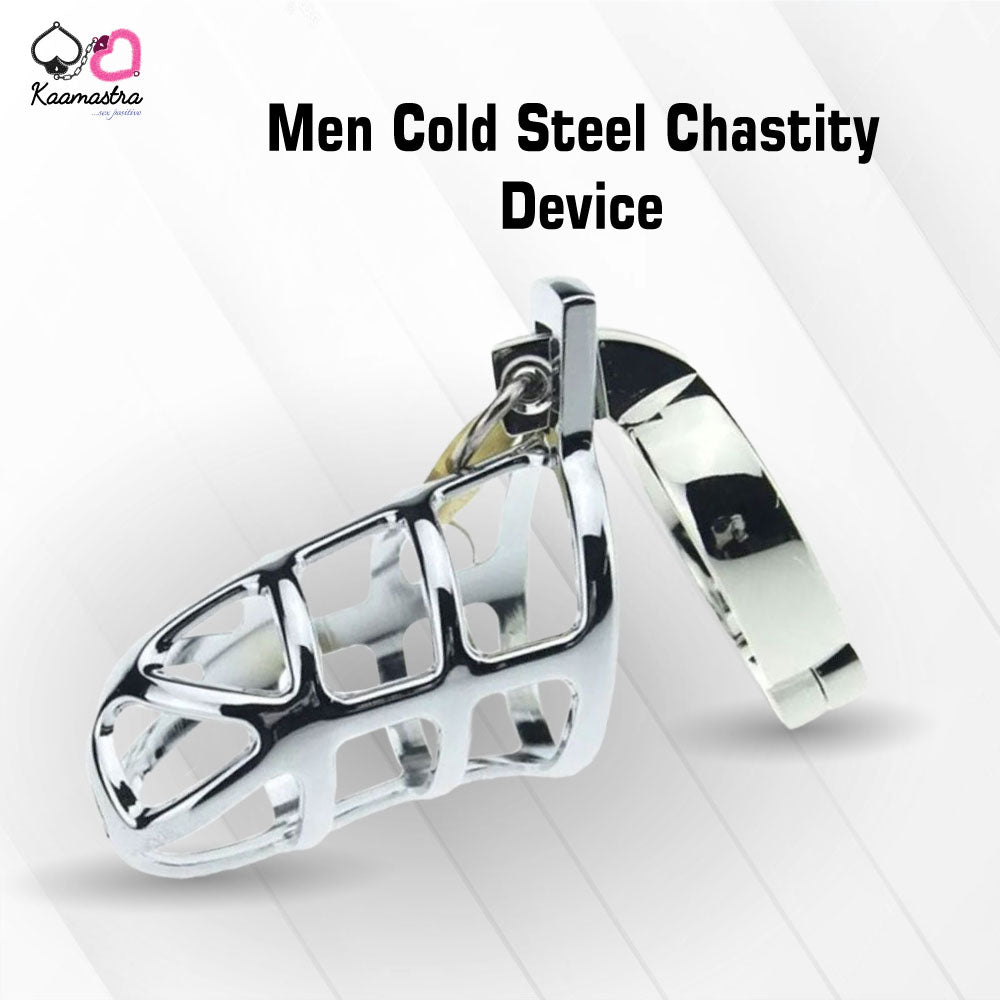 Men Cold Steel Chastity Device – Kaamastra, secure and ergonomic design
