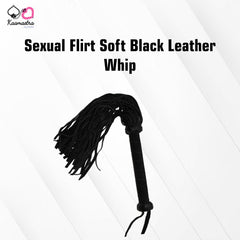 Soft black leather whip