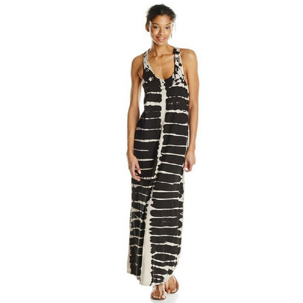 This image features the Kaamastra Tiger Stripe Style Maxi Dress, showcasing a bold and striking design. The dress is long, with a flowing fit that enhances its stylish, sexy appeal.
