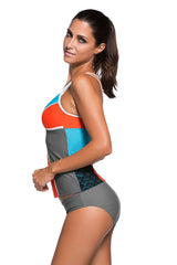 Color Block with Grey Brief 2pcs Tankini Swimsuit