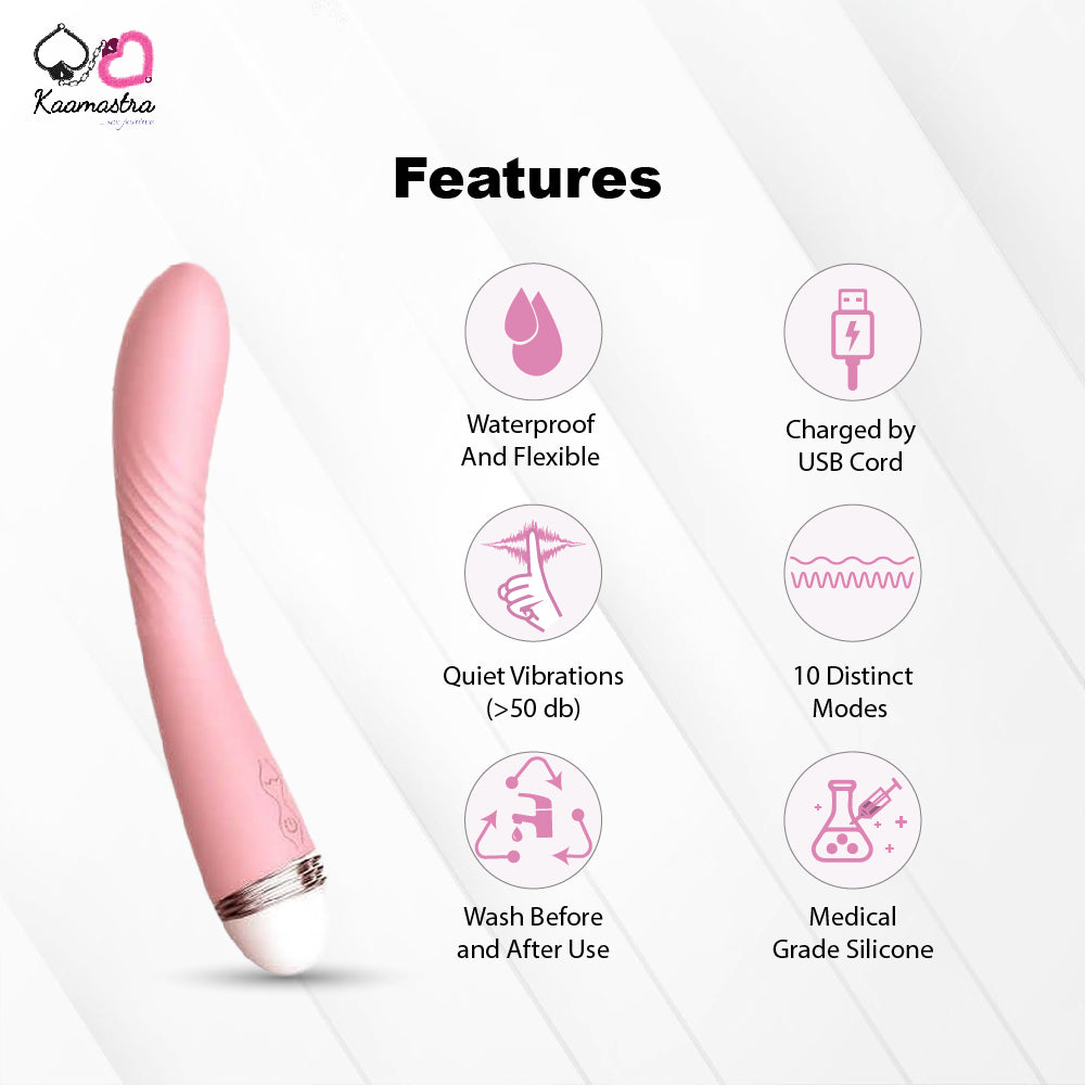 Vibrator features - waterproof, 10 modes, medical silicone