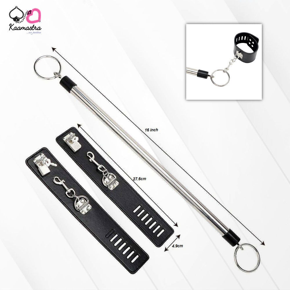 Dimensions of Kaamastra ankle cuffs: 16-inch length, 27.6 cm spreader bar, 4.9 cm width.